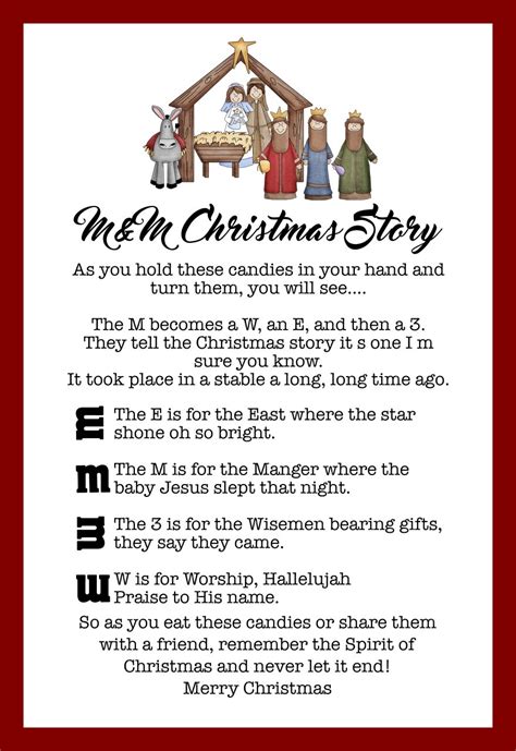M M Christmas Story Free Printable